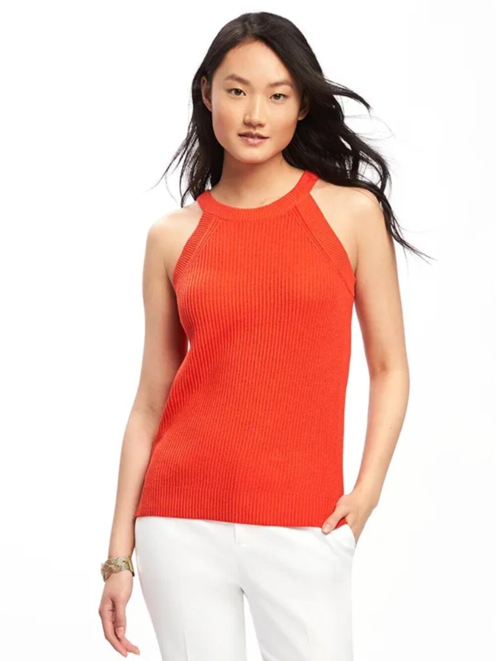 Old Navy Orange/Red Relaxed Sweater Tank